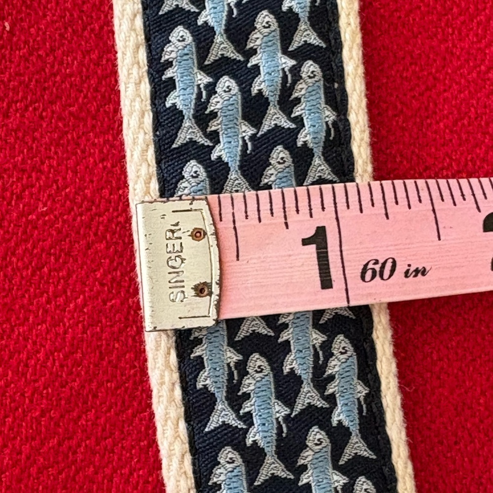 EUC Blue Fish On Navy Leather & Ivory
Canvas Belt . Leather Man USA - Picture 8 of 11